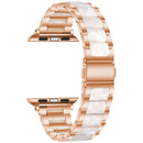 Metal + Resin Watch Band For Apple Watch Series 7 45mm / 6&SE&5&4 44mm / 3&2&1 42mm(Rose Gold White)