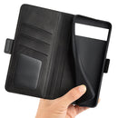For Google Pixel 6a Dual-side Magnetic Buckle Leather Phone Case(Black)