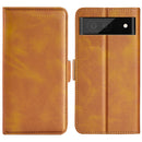 For Google Pixel 6a Dual-side Magnetic Buckle Leather Phone Case(Yellow)