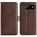 For Google Pixel 6a Dual-side Magnetic Buckle Leather Phone Case(Brown)