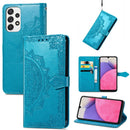 For Samsung Galaxy A33 5G Mandala Flower Embossed Leather Case(Blue)