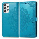 For Samsung Galaxy A33 5G Mandala Flower Embossed Leather Case(Blue)