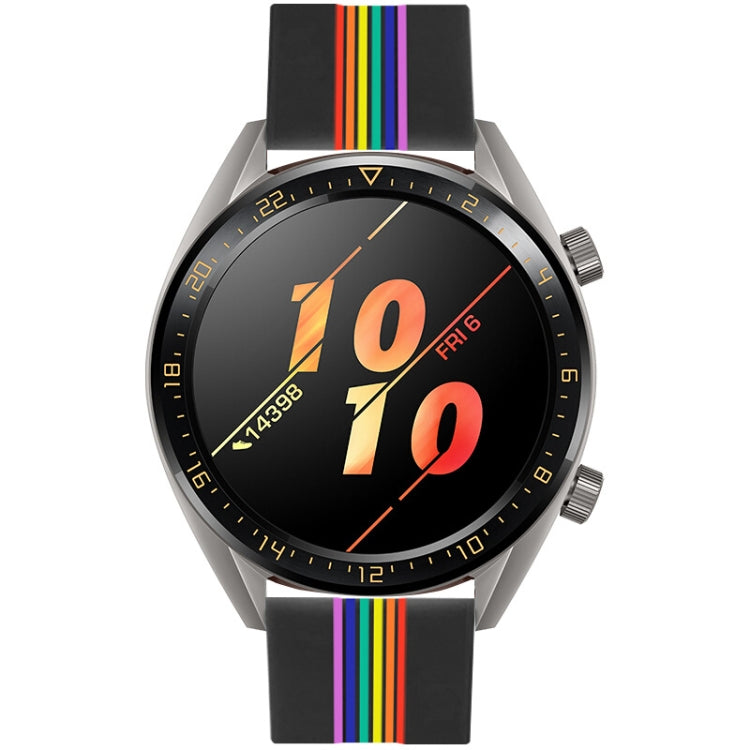 For Huawei Watch GT 2 Pro Rainbow Silicone Watch Band (Black)