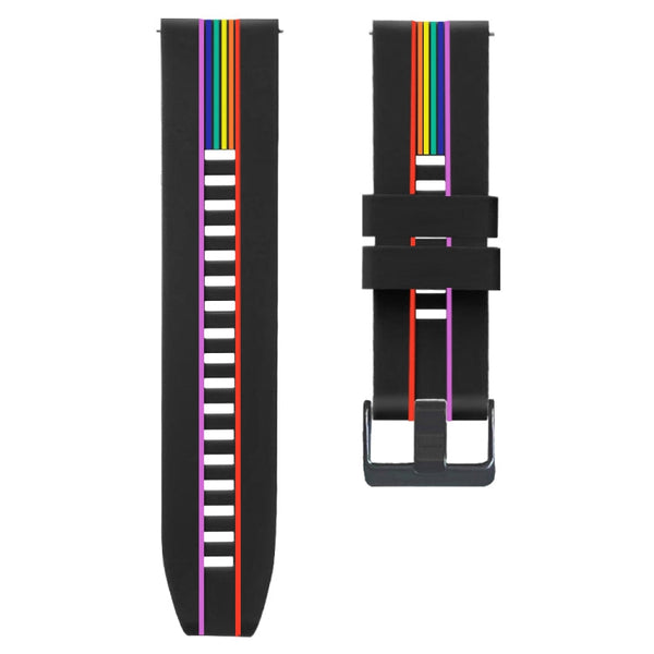 For Huawei Watch GT 2 Pro Rainbow Silicone Watch Band (Black)