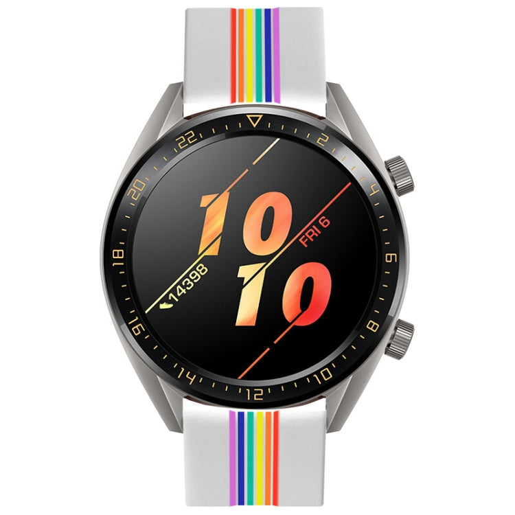 For Huawei Watch GT 2 Pro Rainbow Silicone Watch Band (White)