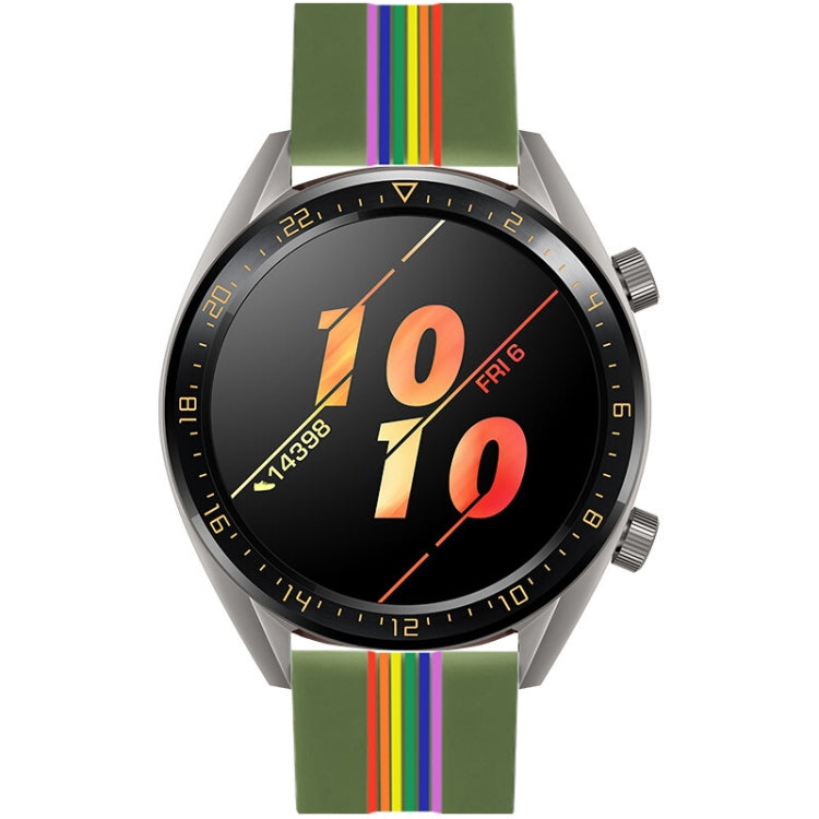 For Huawei Watch GT 2 Pro Rainbow Silicone Watch Band (Army Green)