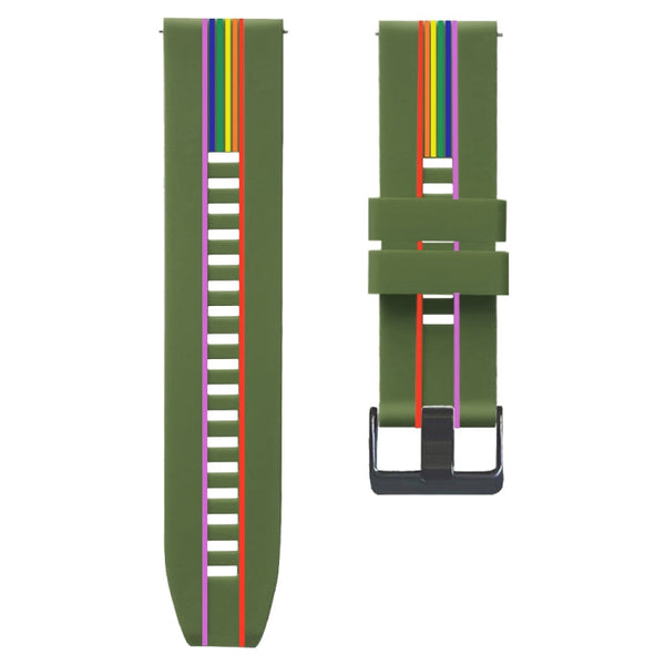For Huawei Watch GT 2 Pro Rainbow Silicone Watch Band (Army Green)