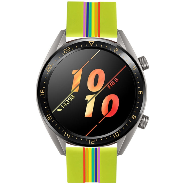 For Huawei Watch GT 2 Pro Rainbow Silicone Watch Band (Limes)