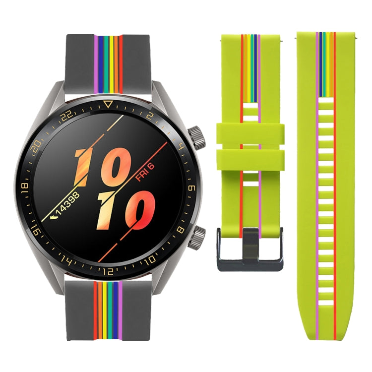 For Huawei Watch GT 2 Pro Rainbow Silicone Watch Band (Blue)