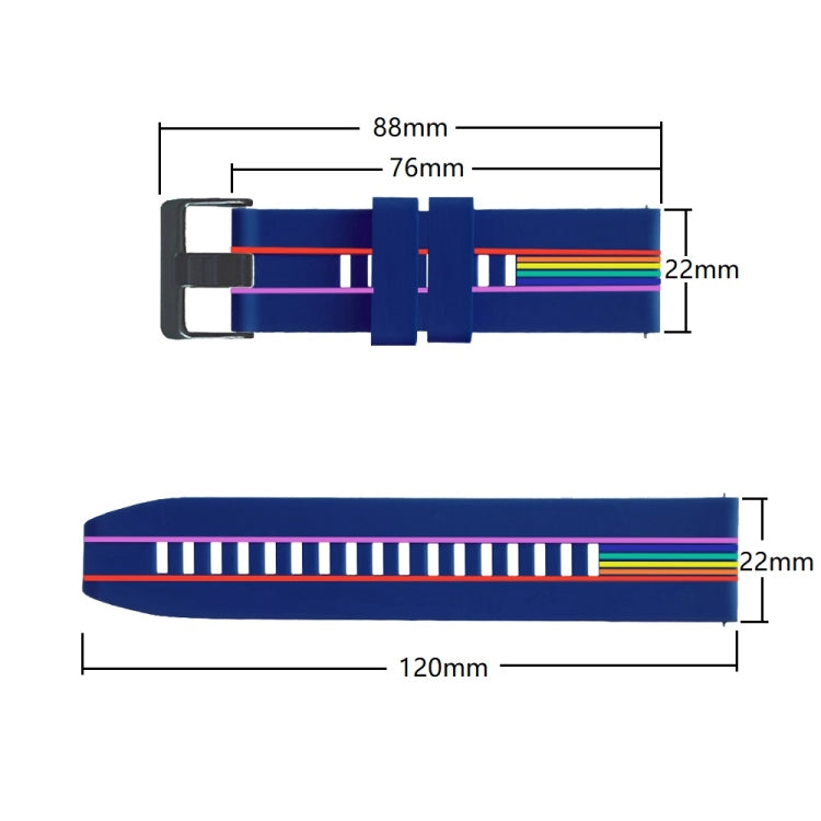 For Huawei Watch GT 2 Pro Rainbow Silicone Watch Band (Black)