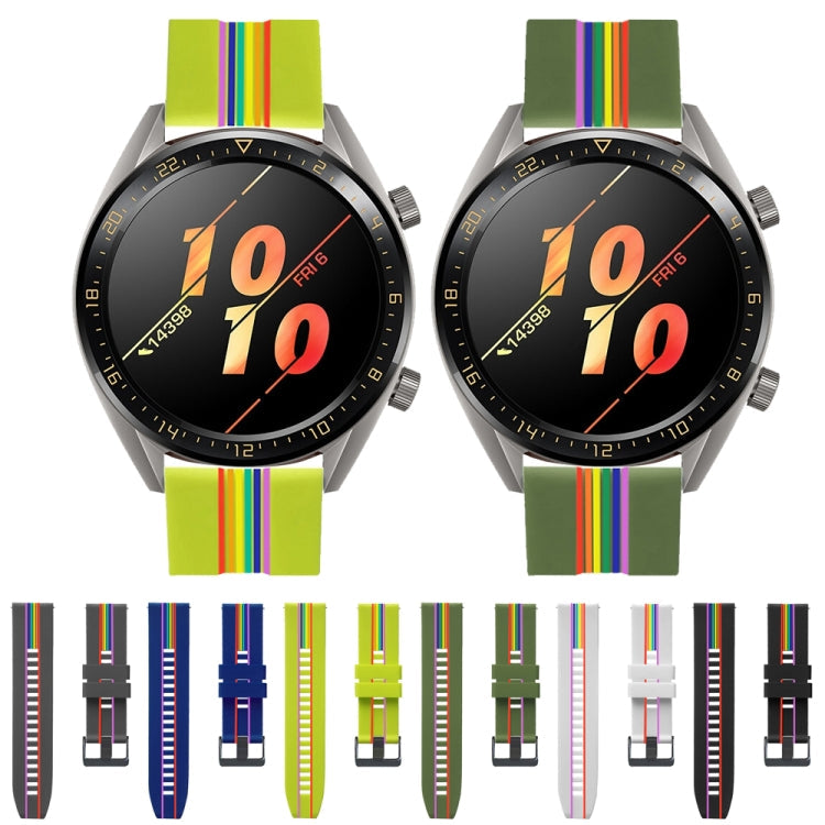 For Huawei Watch GT 2 Pro Rainbow Silicone Watch Band (Grey)