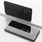 For Samsung Galaxy A73 5G Plated Mirror Flip Leather Case with Holder(Black)