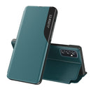 For Samsung Galaxy A33 5G Side Display Flip Leather Phone Case with Holder(Green)