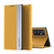 For Samsung Galaxy A33 5G Side Electroplated Magnetic Flip Leather Case with Holder(Yellow)