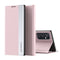 For Samsung Galaxy A53 5G Side Electroplated Magnetic Flip Leather Case with Holder(Pink)