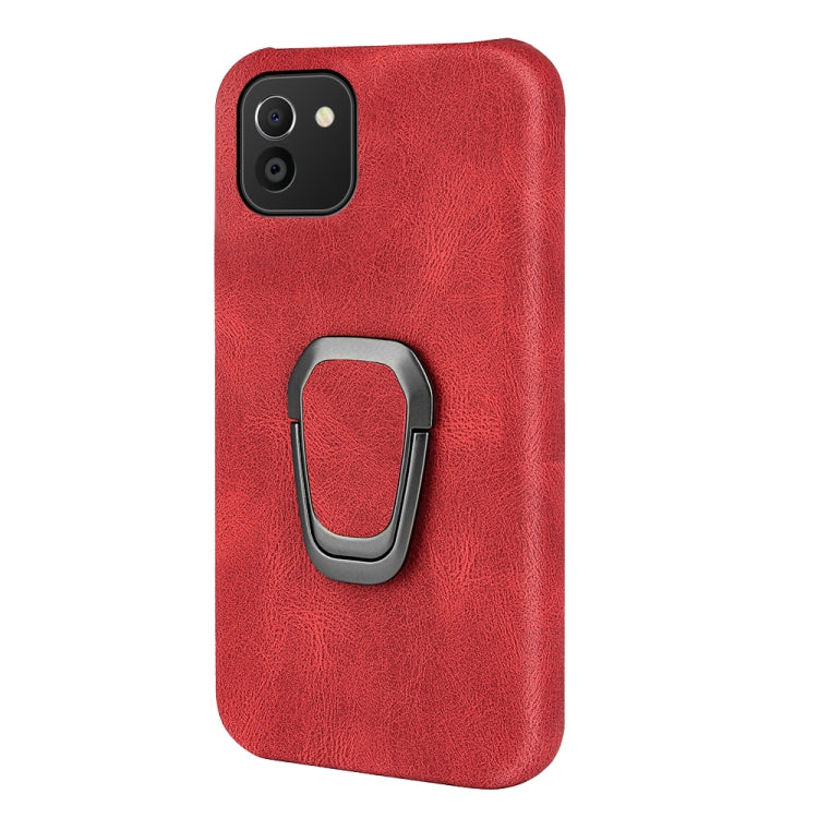 Ring Holder PU Phone Case For Samsung Galaxy A03 164mm(Red)