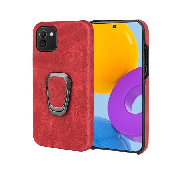 Ring Holder PU Phone Case For Samsung Galaxy A03 164mm(Red)