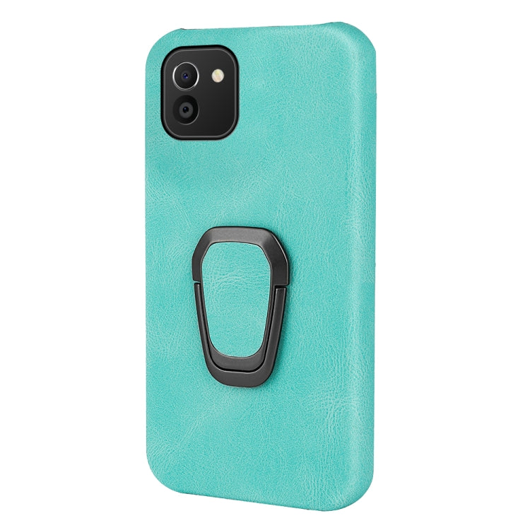 Ring Holder PU Phone Case For Samsung Galaxy A03 164mm(Mint Green)
