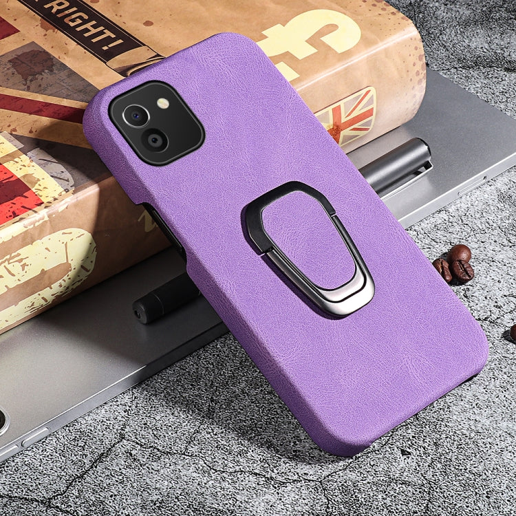 Ring Holder PU Phone Case For Samsung Galaxy A03 164mm(Purple)