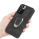 Ring Holder PU Phone Case For Xiaomi Redmi Note 11 Pro 5G(Black)