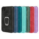Ring Holder PU Phone Case For Xiaomi Redmi 9C / Redmi 9 India / Redmi 9C NFC / Poco C3(Red)