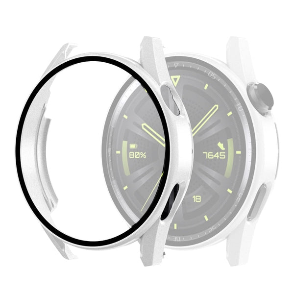 Tempered Glass Film Oil Spray Matte PC Case For Huawei GT3 46mm(White)