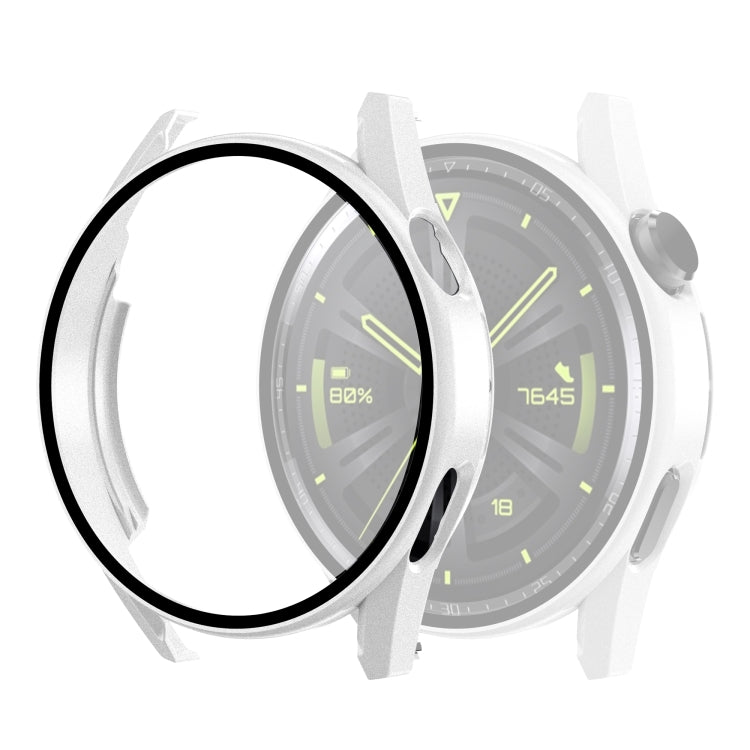 Tempered Glass Film Oil Spray Matte PC Case For Huawei GT3 46mm(White)
