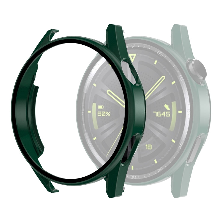 Tempered Glass Film Oil Spray Matte PC Case For Huawei GT3 46mm(Green)