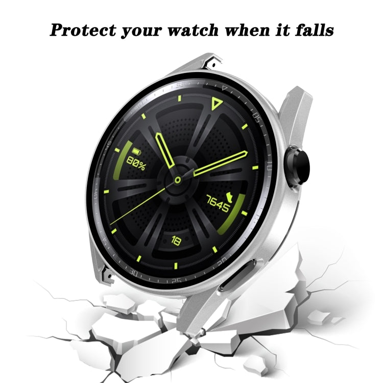Tempered Glass Film Oil Spray Matte PC Case For Huawei GT3 46mm(Black)