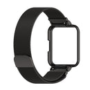 For Xiaomi Redmi Watch 2 Stainless Steel Watch Band with Watch Frame(Black)