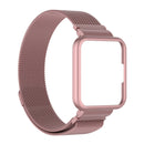 For Xiaomi Redmi Watch 2 Stainless Steel Watch Band with Watch Frame(Rose Pink)