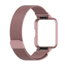 For Xiaomi Redmi Watch 2 Stainless Steel Watch Band with Watch Frame(Rose Pink)