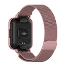 For Xiaomi Redmi Watch 2 Stainless Steel Watch Band with Watch Frame(Rose Pink)