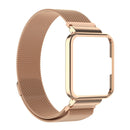 For Xiaomi Redmi Watch 2 Stainless Steel Watch Band with Watch Frame(Rose Gold)