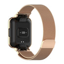 For Xiaomi Redmi Watch 2 Stainless Steel Watch Band with Watch Frame(Rose Gold)
