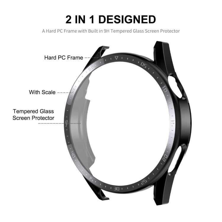 For Huawei Watch GT 3 46mm ENKAY Matte PC Frame + Tempered Glass Protector Case With Scale(Silver)