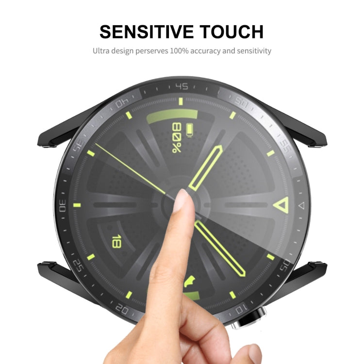 For Huawei Watch GT 3 46mm ENKAY Matte PC Frame + Tempered Glass Protector Case With Scale(Silver)