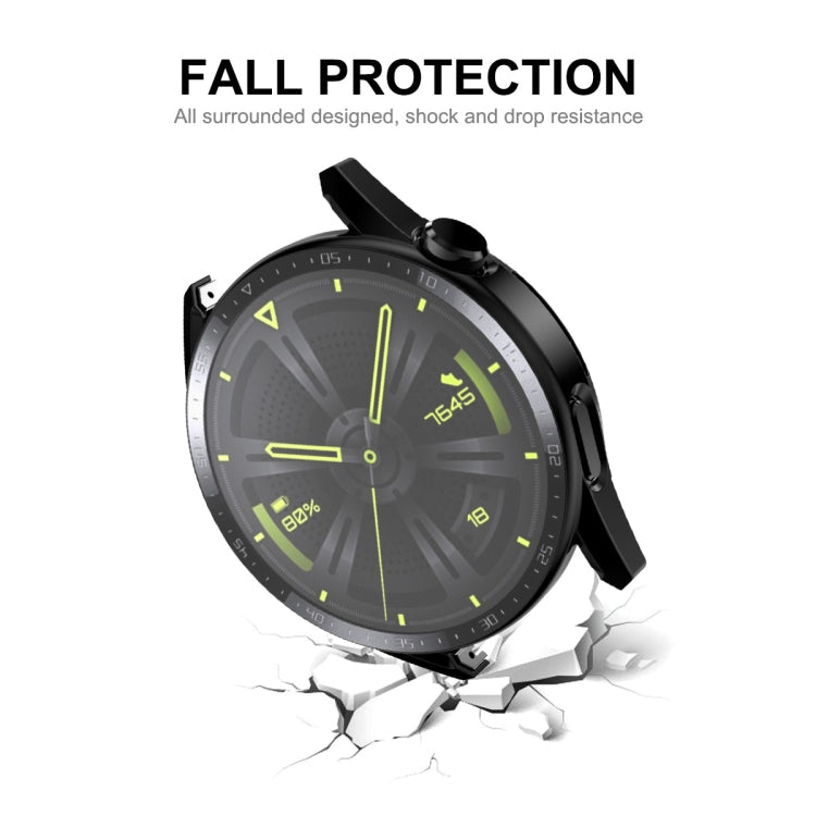 For Huawei Watch GT 3 46mm ENKAY Matte PC Frame + Tempered Glass Protector Case With Scale(Silver)
