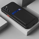 For Samsung Galaxy S22 5G Skin Feel Card Contrast Color Button TPU Phone Case(Black)