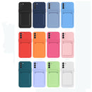 For Samsung Galaxy S22 5G Skin Feel Card Contrast Color Button TPU Phone Case(Grey)