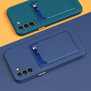 For Samsung Galaxy S22+ 5G Skin Feel Card Contrast Color Button TPU Phone Case(Orange)