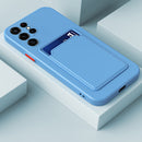 For Samsung Galaxy S22 Ultra 5G Skin Feel Card Contrast Color Button TPU Phone Case(Sky Blue)