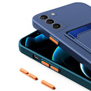 For Samsung Galaxy S21 FE 5G Skin Feel Card Contrast Color Button TPU Phone Case(Black)
