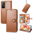 For Xiaomi 12 Solid Color Leather Buckle Phone Case(Brown)