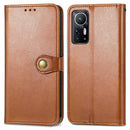 For Xiaomi 12 Solid Color Leather Buckle Phone Case(Brown)