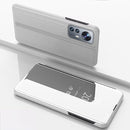 For Xiaomi 12 / 12X Plated Mirror Horizontal Flip Leather Case with Holder(Silver)