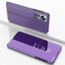 For Xiaomi 12 / 12X Plated Mirror Horizontal Flip Leather Case with Holder(Purple Blue)