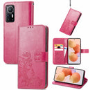 For Xiaomi 12 Four-leaf Clasp Embossed Leather Phone Case(Magenta)