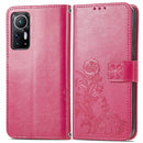 For Xiaomi 12 Four-leaf Clasp Embossed Leather Phone Case(Magenta)