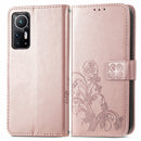 For Xiaomi 12 Four-leaf Clasp Embossed Leather Phone Case(Rose Gold)